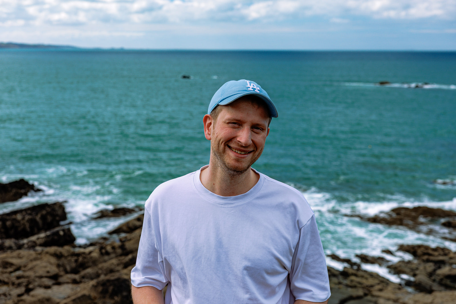 Portrait of Ulysse Ragoucy by the sea.